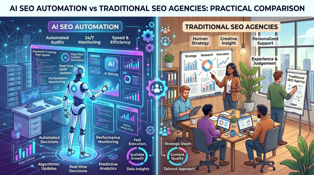 AI SEO Automation vs Traditional SEO Agencies: A Practical Comparison